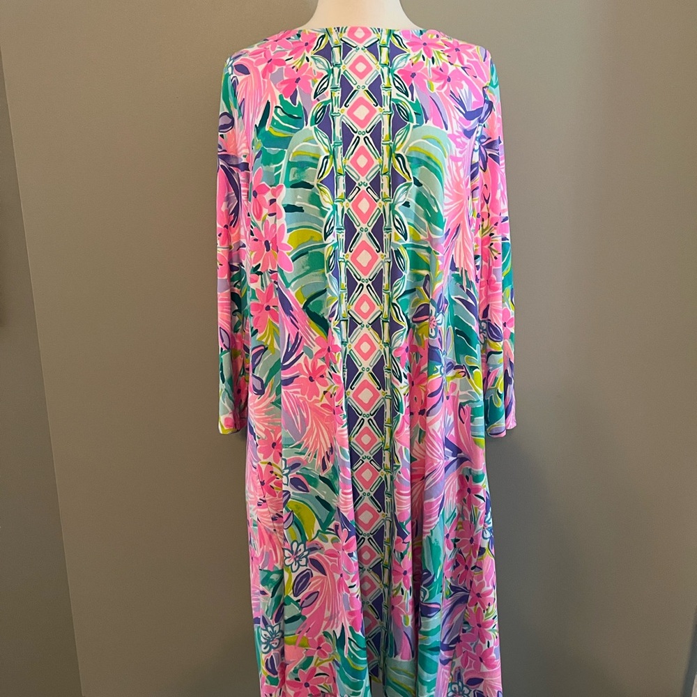 Lilly Pulitzer Pink Floral Leaf Print Maxi Dress